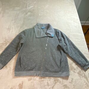 AT&T Mens Skyline Gray Asymmetric Full Zip Fleece Jacket Corporate Logo 3XL 3X